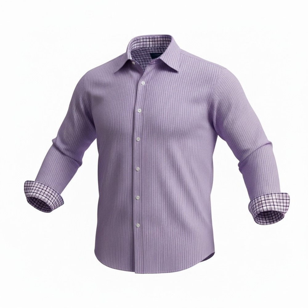 Egara‎ Men's Button Up Shirt Purple Striped Non-Iron Flip Cuff 3X 20-20.5